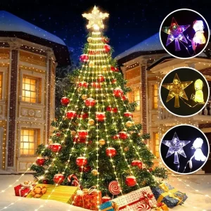 LED pentagramma String albero di natale cascata luce cortile esterno vacanza atmosfera di natale decorazione luce colorata 1