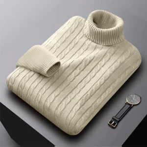 2025 maglione a collo alto da uomo nuovo pullover tinta unita lavorato a maglia caldo dolcevita casual felpa di lana uomo inverno outdoor top 1