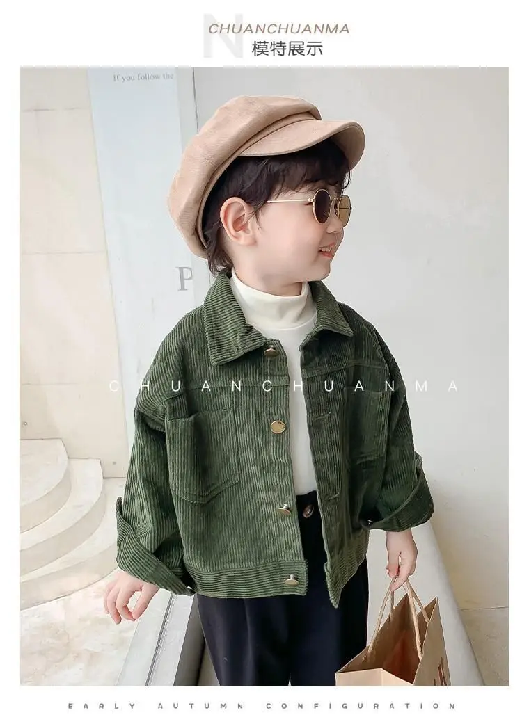 1-7yrs Kid Boys Toddler Coat primavera nuova versione coreana Baby Boy velluto a coste Casual giacca autunnale per bambini ragazze camicia giacche 5