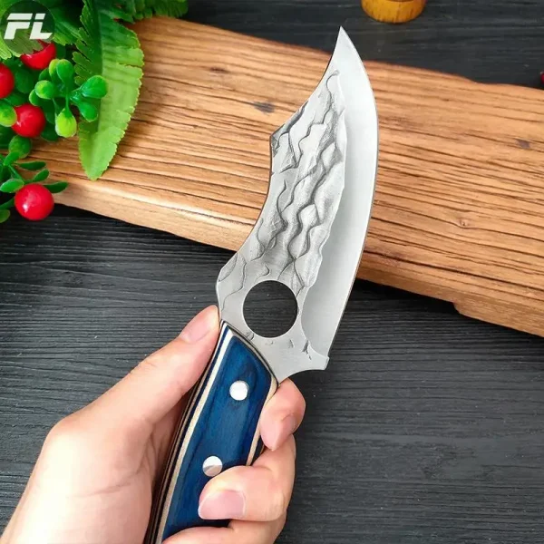 Coltello da cucina e forbici da cucina Set di coltelli per mannaia per carne coltello per disossare da macellaio forgiato a mano forbici per ossa di pollo con guaina 5