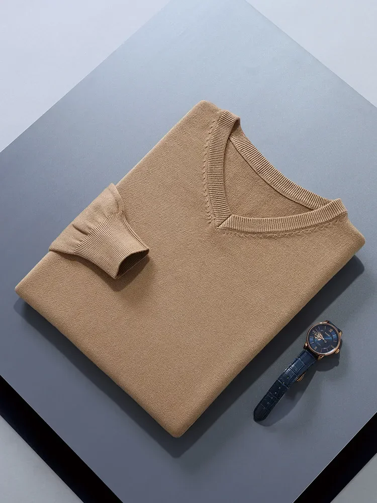 Maglione da uomo in cashmere Autunno Inverno Morbido e caldo Jersey Jumper Pull Homme Hiver Pullover Maglioni lavorati a maglia con scollo a V 5