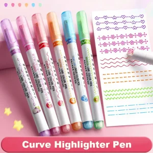 6 pezzi/set penne per contorni a forma di fiore evidenziatore pennarello curva punta a rullo penna carina cancelleria Kawaii Graffiti accessori per la scuola 1