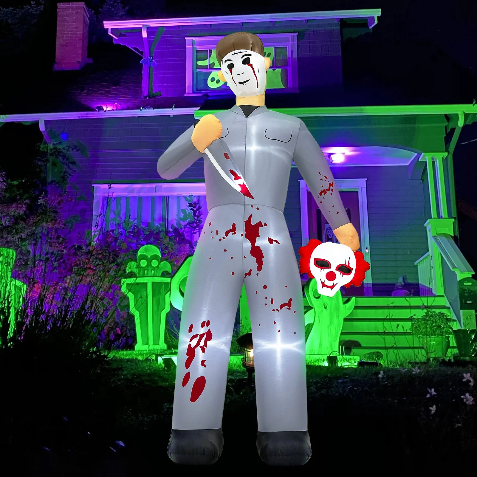 OurWarm 10FT Serial Killer Gigante Halloween Gonfiabile, Spaventoso Halloween Blow Up Decor per Cortile Gonfiabile Halloween Decorazione Esterna 1