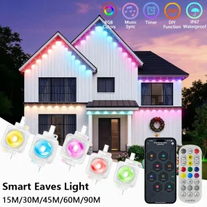 Luci Smart Eave da 90 M IP67 Luci a stringa LED per esterni permanenti impermeabili App Remote Home Capodanno Natale Illuminazione a colori fai da te 1