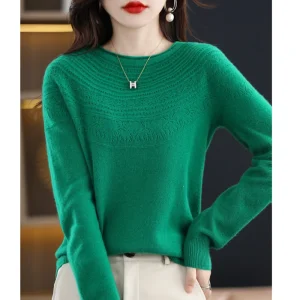 2024 nuovo autunno/inverno abbigliamento donna Pullover girocollo maglione 100% pura lana maglione NJRG-1107 1