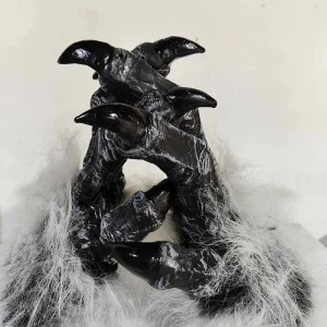 Guanti da lupo per feste di Halloween Peluche in lattice Costume da lupo mannaro Unghie Mani per adulti Zampe Artiglio per oggetti di scena Guanti pasquali per feste cosplay 1