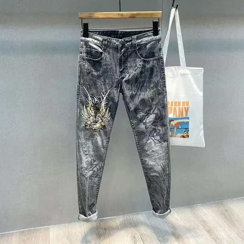 Punk Graphic Hip Hop con Jeans con stampa per uomo Pantaloni Harem Pantaloni da cowboy maschili di alta qualità Allentati 2025 Tendenza Denim invernale Goth 3