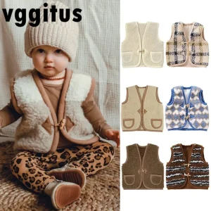 Nuovo Autunno Inverno Neonata Ragazzo Gilet in pile Giacca senza maniche Gilet caldo con tasche Gilet per neonati Abbigliamento per bambini D2894 1