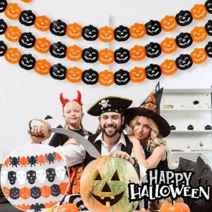 Decorazioni per feste di Halloween Stelle filanti Fantasmi Festival Pipistrelli Zucca Ragno Bandiere appese in carta per la celebrazione a tema spettrale 1