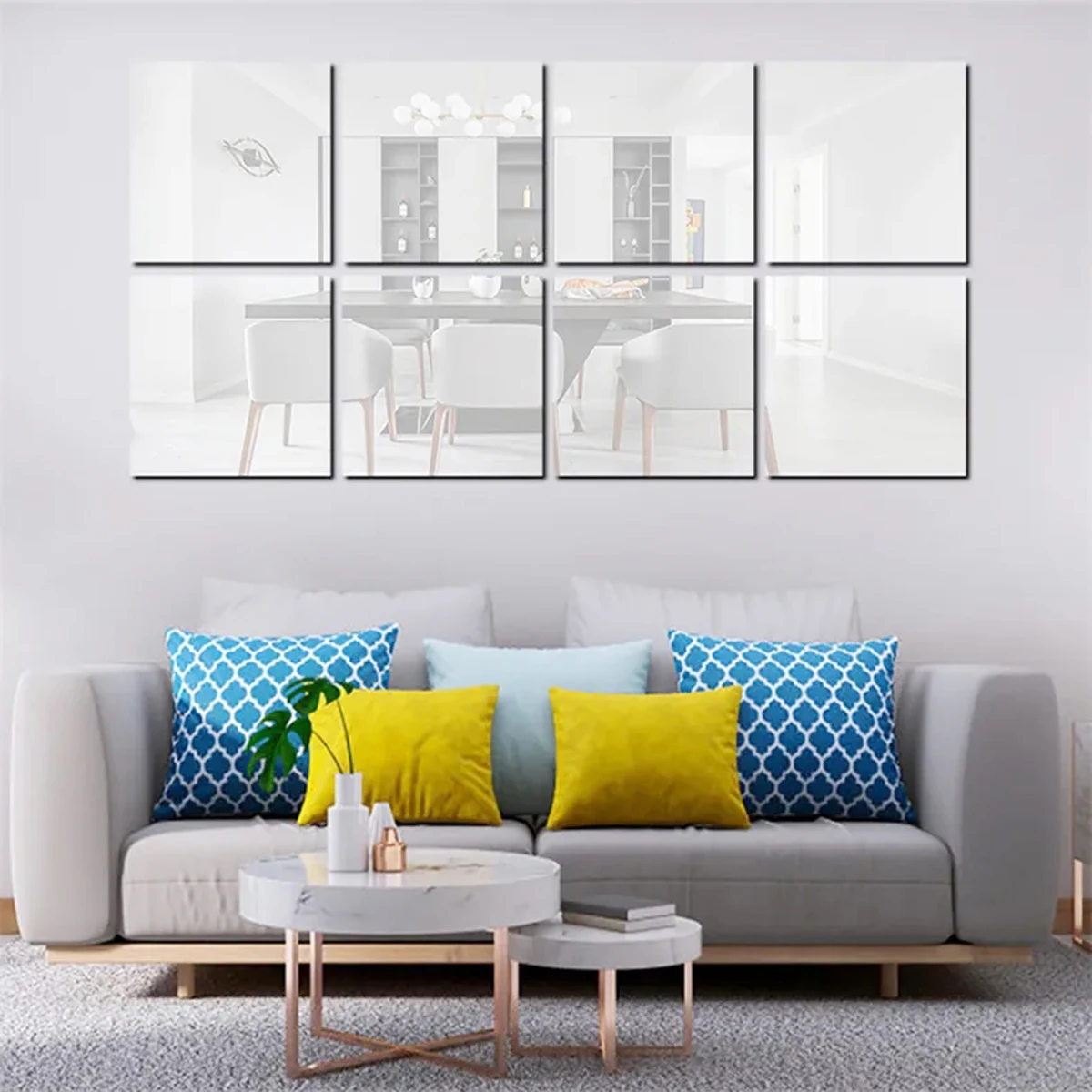 Adesivo da parete autoadesivo per specchio 3D Adesivo quadrato fai da te Adesivi per decorazioni per specchio 8 pezzi Decorazione da parete artistica Decorazioni per la casa 2
