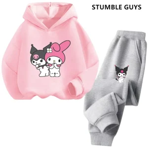 Felpa con cappuccio per bambini Set primavera autunno Cartoon stampato Graffiti Cute Wind Sanrio Melody Kuromi abbigliamento ragazze felpa con cappuccio 1