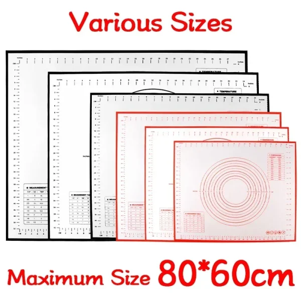 Oversize 60/70/80cm Tappetino da forno in silicone Rotolamento Impastare Pad Strumenti per pasticceria Crepes Pizza Impast Tappetino in silicone antiaderente per la cucina 5