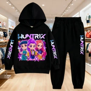 Abbigliamento autunnale 2 pezzi 2025 KPop Demon Hunters Set felpa con cappuccio per bambini Ragazzi Adolescenti Ragazze Felpe con cappuccio con pantaloni Tuta per bambini 1
