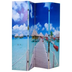 Schermo pieghevole 160x170 cm con stampa Beach Prodotti per la decorazione della casa, schermi divisori, schermi privacy 1