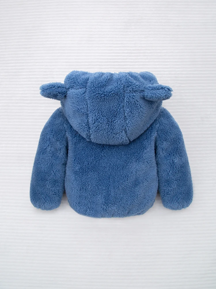 Inverno nuovo neonato spesso con cappuccio teddy bear ear coat con tessuto in pile corallo per calore accessori per bambini 2