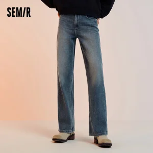 Semir Jeans Donna Spazzolato Comodo Gamba Larga Denim Lungo 2025 Pantaloni Invernali Abbigliamento Donna Jeans Larghi 1