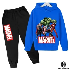 Felpe con cappuccio Hulk Tute per bambini Ragazzo Ragazza Primavera autunno inverno Felpa Set di vestiti Marvel-Superero Pantaloni con cappuccio Completo per bambini 1