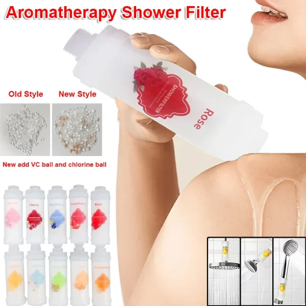 Nuovo stile filtro per doccia soffione doccia profumato addolcitore d'acqua migliora la depilazione della pelle purificatore doccia accessori per il bagno 1
