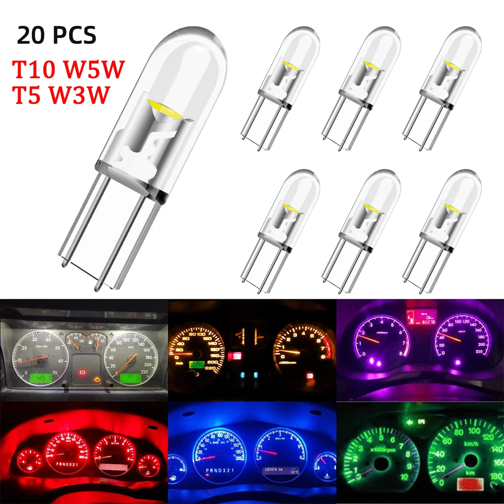 10/20/100pcs T5 T4.2 T3 Led W3W w1.2w W5W Luce interna per auto Cruscotto Indicatore di riscaldamento Strumento automatico Luce Cuneo Lampadina 1