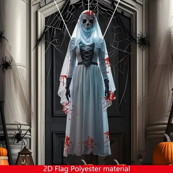 2D Halloween horror teschio sposa sfondo panno Halloween horror atmosfera casa stregata decorazione per interni ed esterni supplie 5