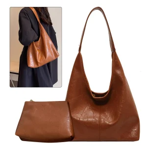 Borsa a tracolla in pelle da donna borsa Hobo moda e pochette Casual 2 pezzi borsa a tracolla e borsa a mano borsa Hobo borsa da pendolarismo 1