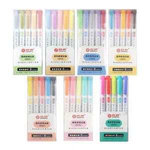 5 colori/scatola colori Set di penne evidenziatore a doppia testa pennarelli da disegno fluorescenti evidenziatori penne Art Cute Pastel Stationery 1