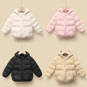 Piumini caldi per bambini Autunno Inverno Ragazze Ragazzi Cappotti sottili con cappuccio Baby Cute Solid Capispalla Abbigliamento per bambini 1-5 anni 1