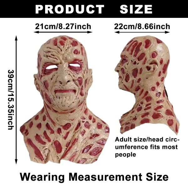 Un Nightmare On Elm Street Freddy Krueger Maschera Halloween Cosplay Party Horror Killer Freddy Costume Puntelli Maschera a testa intera in lattice 6