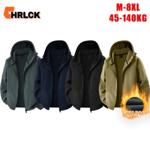 CHRLCK Giacche in pile invernale da uomo taglie forti Cappotto in pile casual caldo con cappuccio Giacca da esterno in pile polare spesso freddo 1