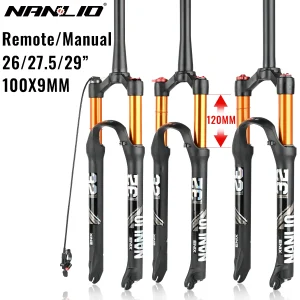 Nanlio MTB Forcelle per sospensioni per biciclette Forcella pneumatica in lega di magnesio 26/27.5/29er pollici Mountain Bike 32 RL100mm Forcella Accessori per biciclette 1