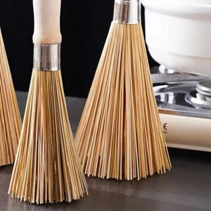 25/30CM Spazzola per pentole in bambù naturale Manico lungo Spazzola per pulizia Wok Spazzola per piatti Forniture per utensili da cucina per il ristorante di casa 1