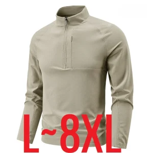 Polo da uomo ad asciugatura rapida colletto alla coreana pullover uomo manica lunga mezza cerniera primavera taglia grande più grande 6XL 7XL 8XL Sport Golf 1