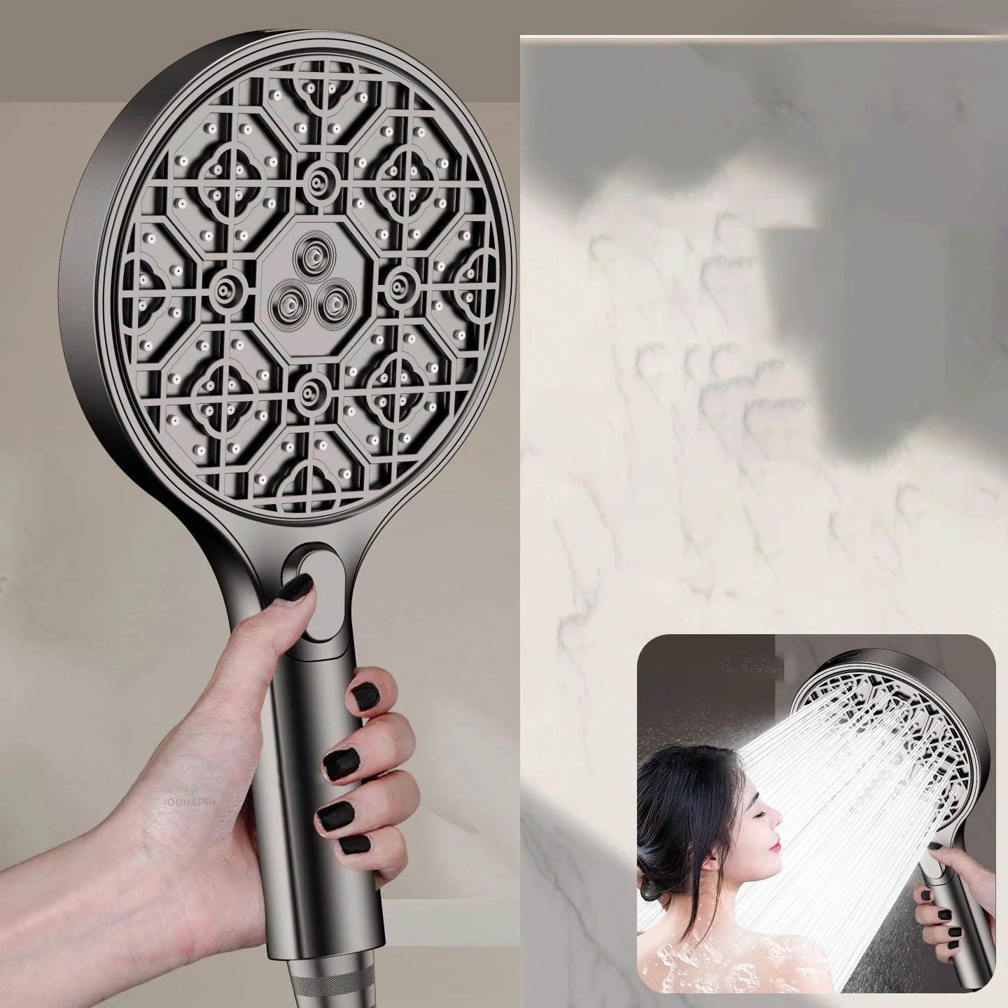 Soffione doccia ad alta pressione Nuovi 4 modalità Jet Potente pressurizzato Spa Spray Rubinetto per doccia a risparmio idrico Accessori per il bagno 2