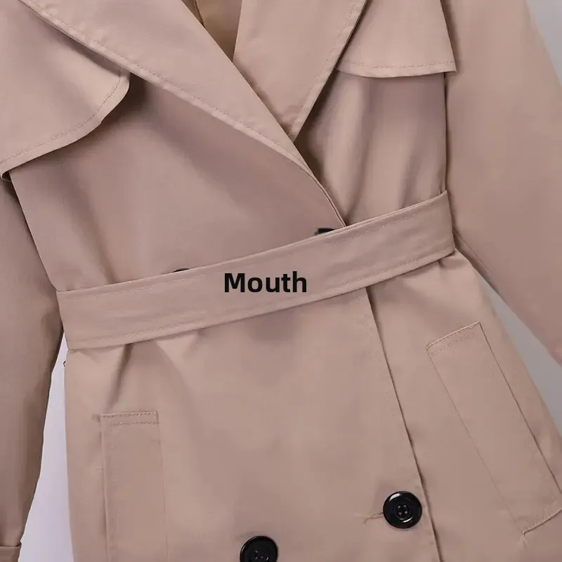 Cappotto da donna casual ampio doppio petto tinta unita lungo primavera autunno giacca a vento da donna stile coreano capispalla alla moda 3