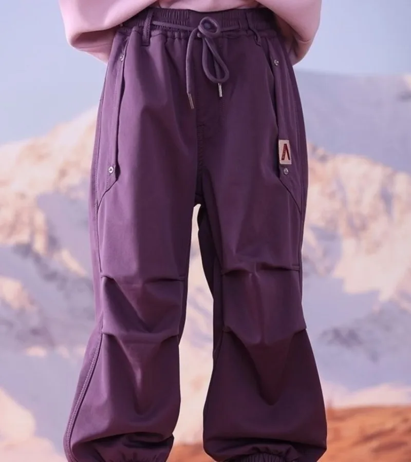 Pantaloni cargo invernali foderati in pile termico da ragazza - Pantaloni sportivi giacca a vento impermeabile per bambini 8-14 Pantaloni sportivi con tasche 3