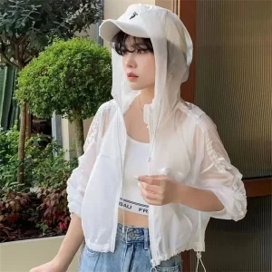 2025 nuove donne estive cappotto da spiaggia con cappuccio moda femminile manica lunga protezione solare abbigliamento giacca da donna capispalla casual 1