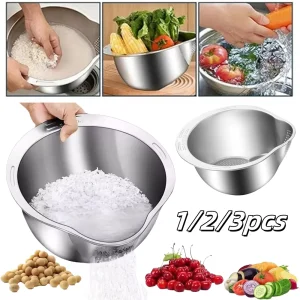 1/2/3pcs Rondella di Riso In Acciaio Inox 304 Cestello di Scarico Multi-Funzione Lavaggio Setaccio di Riso Colino Verdura Colino Strumento di Cucina 1