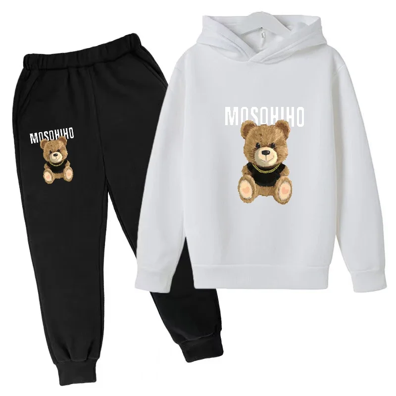 Primavera Autunno New Fashion Bambini Tute 3-12 anni Ragazzi e ragazze Casual Sport Felpa con cappuccio Top + pantaloni 2 pezzi Set Abbigliamento per bambini 5