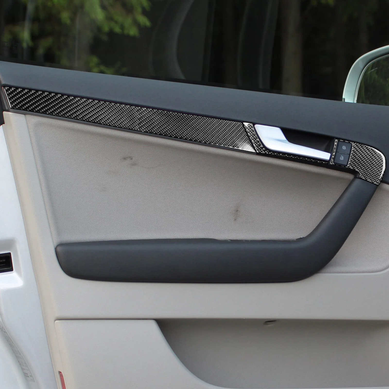 Per Audi A3 S3 8P 2006 2007 Porta In Fibra di Carbonio Maniglia Telaio Pannello di Rivestimento striscia Accessori Per Interni Auto Adesivi Decorativi 4