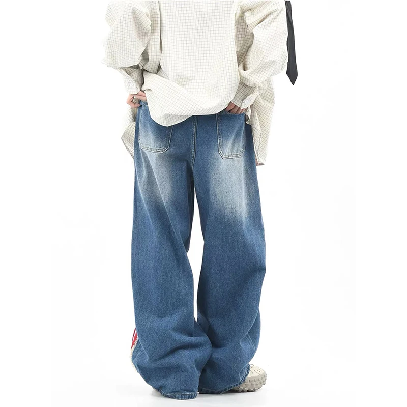 2025 Autunno Inverno uomo Stampa Pantaloni in denim Y2K Baggy Jean Harajuku giapponese Wide Fit Jean Cowboy Grunge Goblin Core Anime Nuovo 3