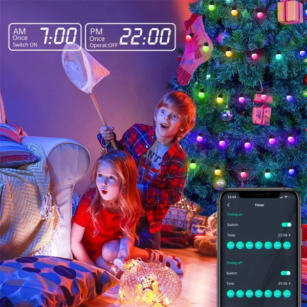 Stringa luminosa a LED 10M 50 lampadine Lucine impermeabili USB Bluetooth per decorazioni natalizie per feste festival fai da te all'aperto 4