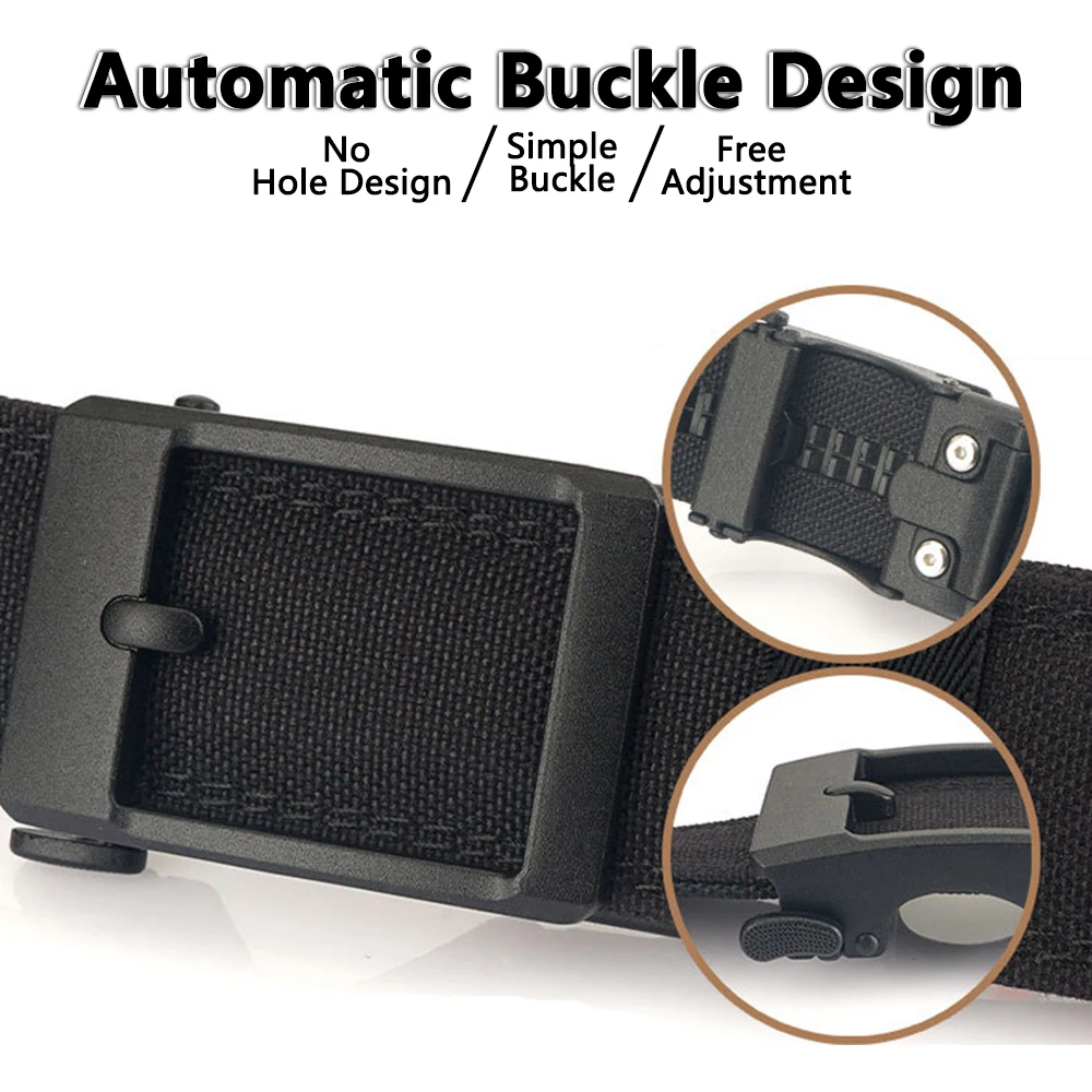 TUSHI Cintura tattica da uomo in tessuto di nylon a doppio strato con pistola rigida ispessita per uomo, versatile cintura da uomo con fibbia automatica per esterni 5