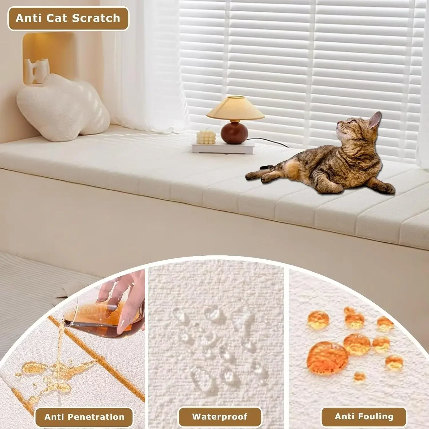 Cuscini da panca impermeabili personalizzati da 6 cm Cuscino per sedile per sedia a bovindo in velluto Teddy per interni/esterni Cuscino decorativo Schienale per altalene da giardino 4