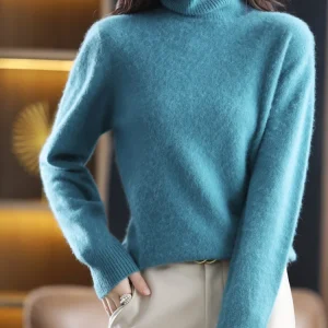 LHZSYY Maglione invernale da donna Solido 100% visone Cashmere Dolcevita lavorato a maglia Pullover Slim morbido caldo femminile Manica lunga 23 colori 1