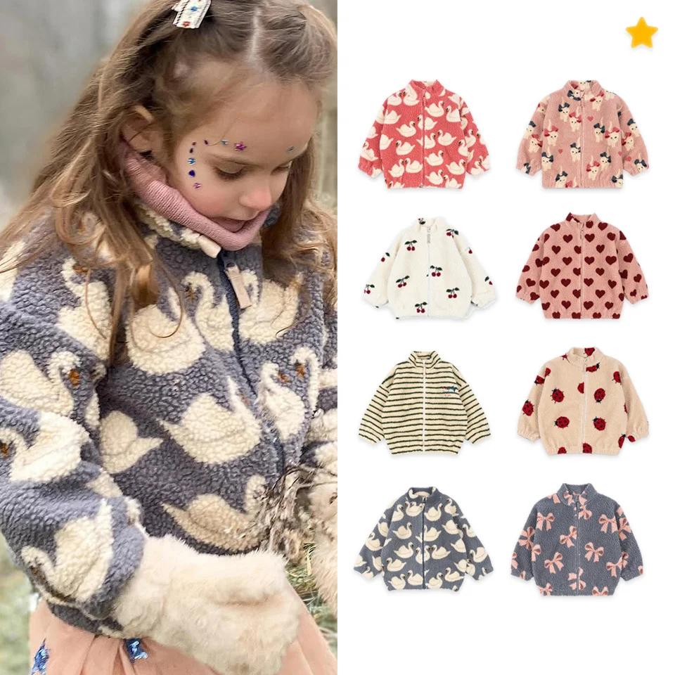24 Nuovo KS Ragazzi Ragazze Cappotto in pile Cigno Limone Dinosauro Ciliegio Giacca Addensata Cappotto invernale per bambini Vestito per ragazze 1
