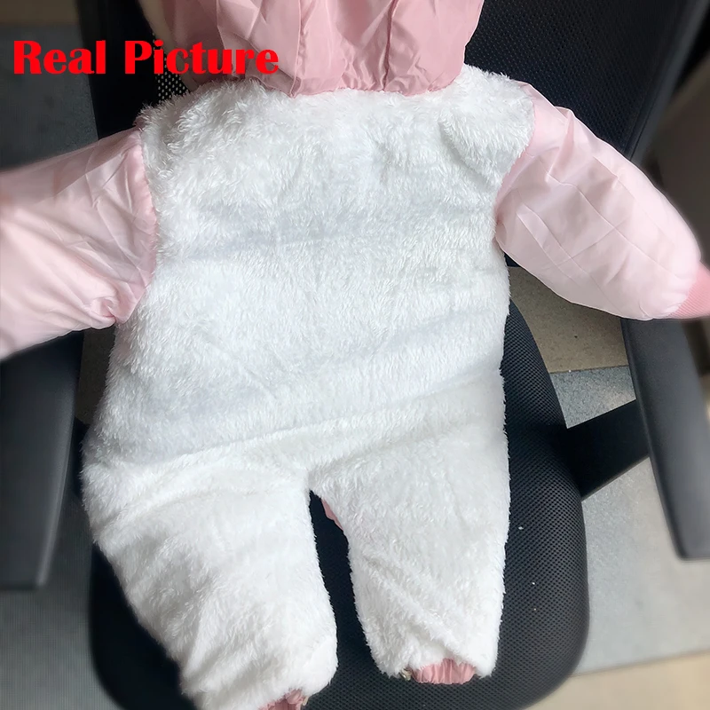 Cappotto invernale per bambini Simpatico panda pagliaccetto con guanti Neonato in cotone più velluto caldo tuta per bambini con cappuccio Set di abbigliamento infantile 0-18M 5