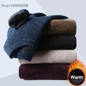 Maglione da uomo Pullover lavorato a maglia addensato moda Casual maglione maschile autunno inverno caldo Top maglieria abbigliamento uomo Outwear 4XL 1