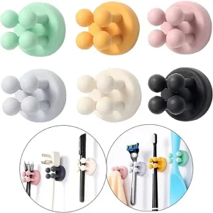 6/1 pz Punch Free Gancio In Silicone per il Bagno Porta Rasoio Gancio di Stoccaggio Da Parete Rasoio Da Barba Mensola Portaspazzolino Organizzazione 1