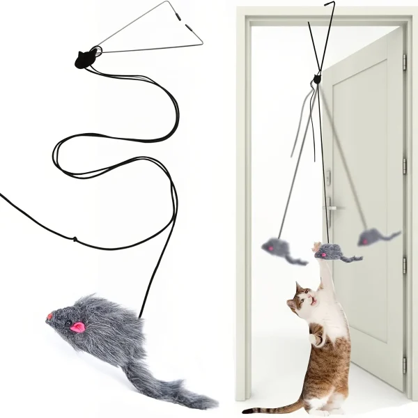 Giocattolo interattivo per gatti da appendere alla porta con teaser per topi neri: diventa e esercita il tuo giocattolo per gatti per gatti da interni 1