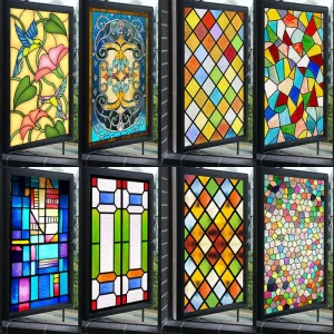 Adesivo per vetro europeo Pellicola per finestre in vetro colorato Carta per finestre smerigliata Adesivo per finestre con pittura artistica elettrostatica Chiesa retrò 1